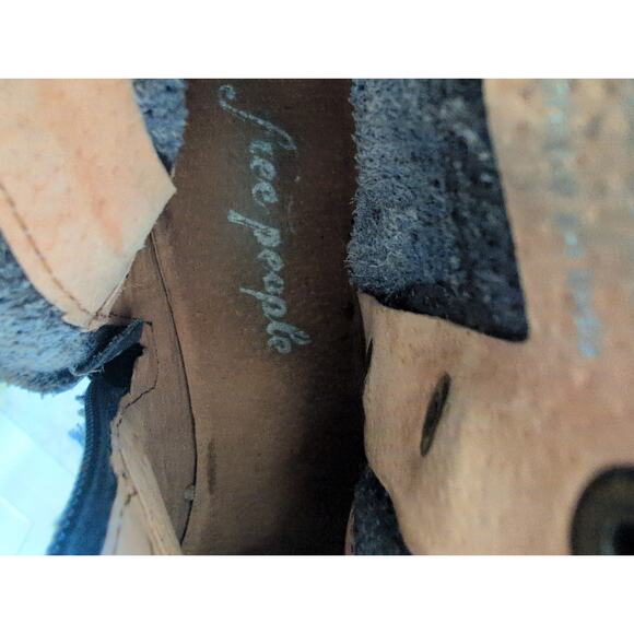 Free People Shadow Lark Leather Washed Black Ankle Boot Bootie Size EU 39 - Picture 8 of 8